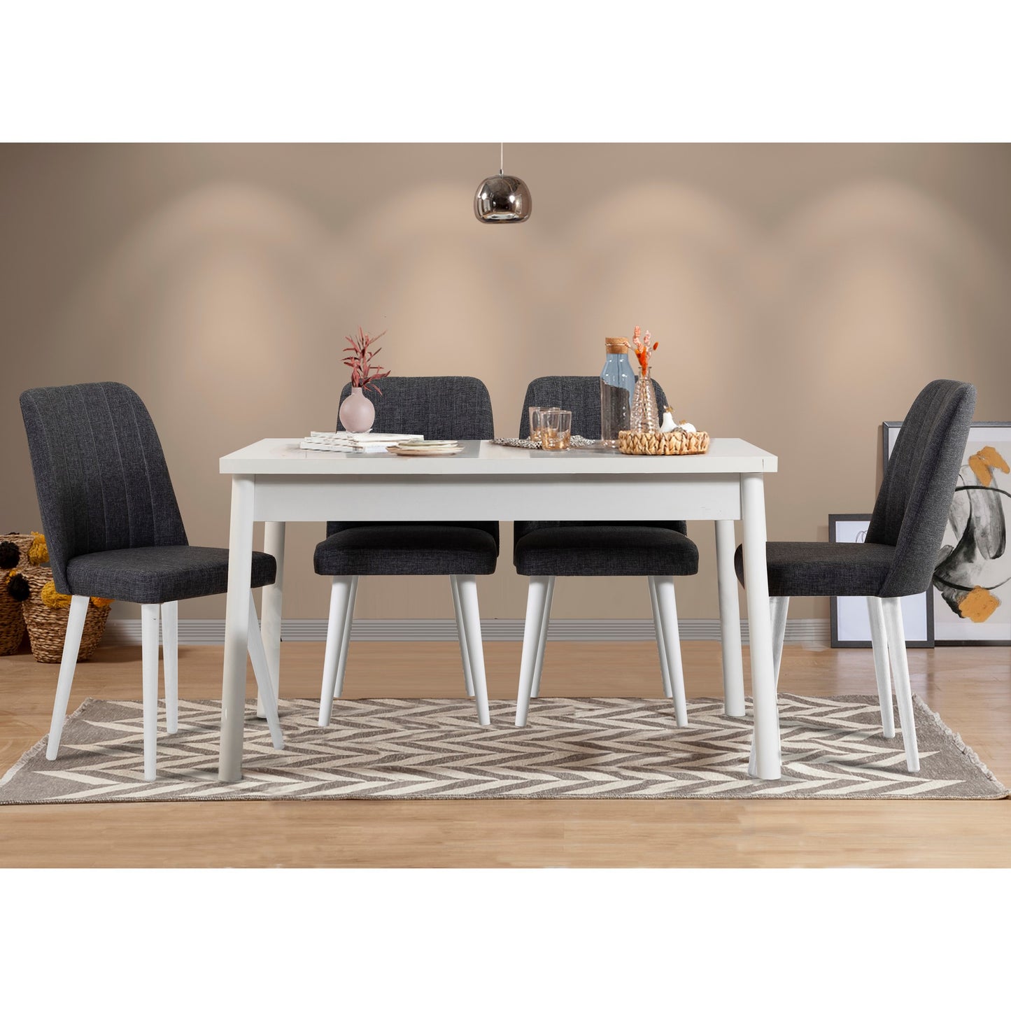Set stolova i stolica (5 komada), Bijela boja Antracit, Costa 1053 - 1 B
