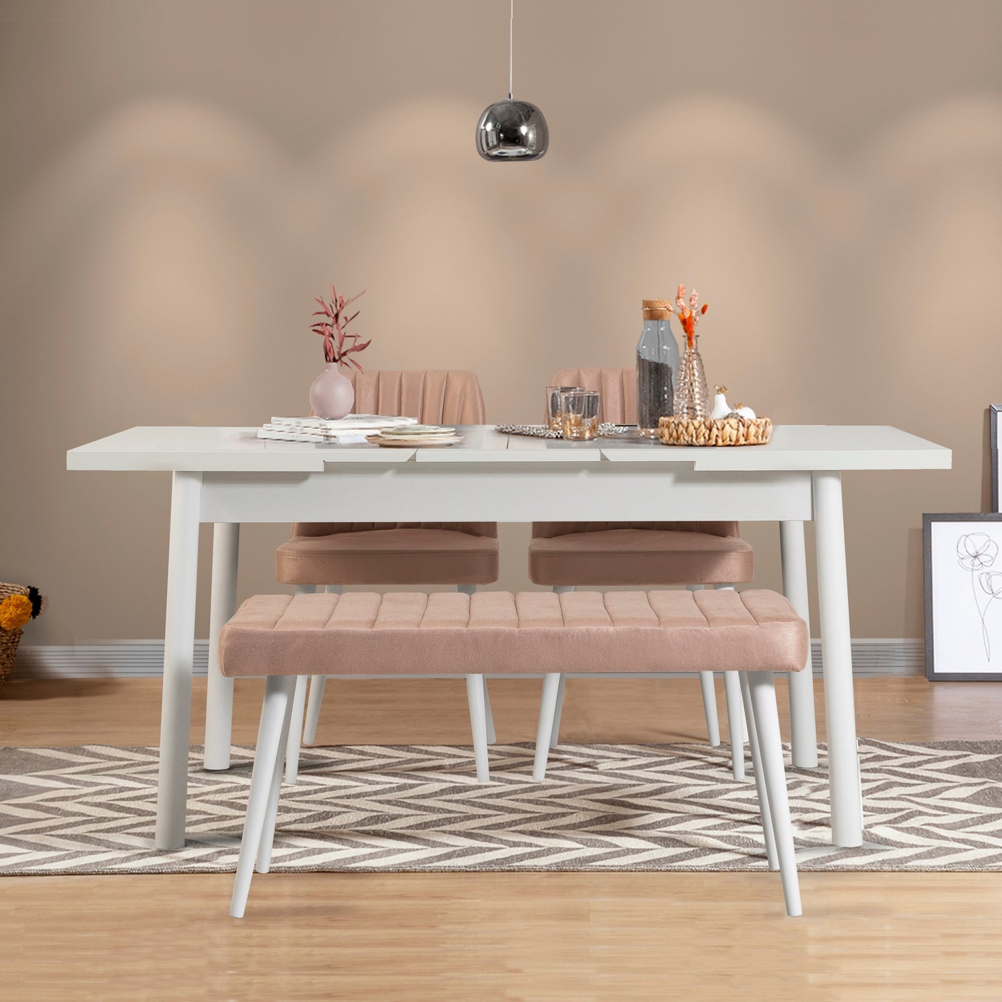 Set stolova i stolica (4 komada), Bijela boja Kamen, Santiago 0900 - 3 B