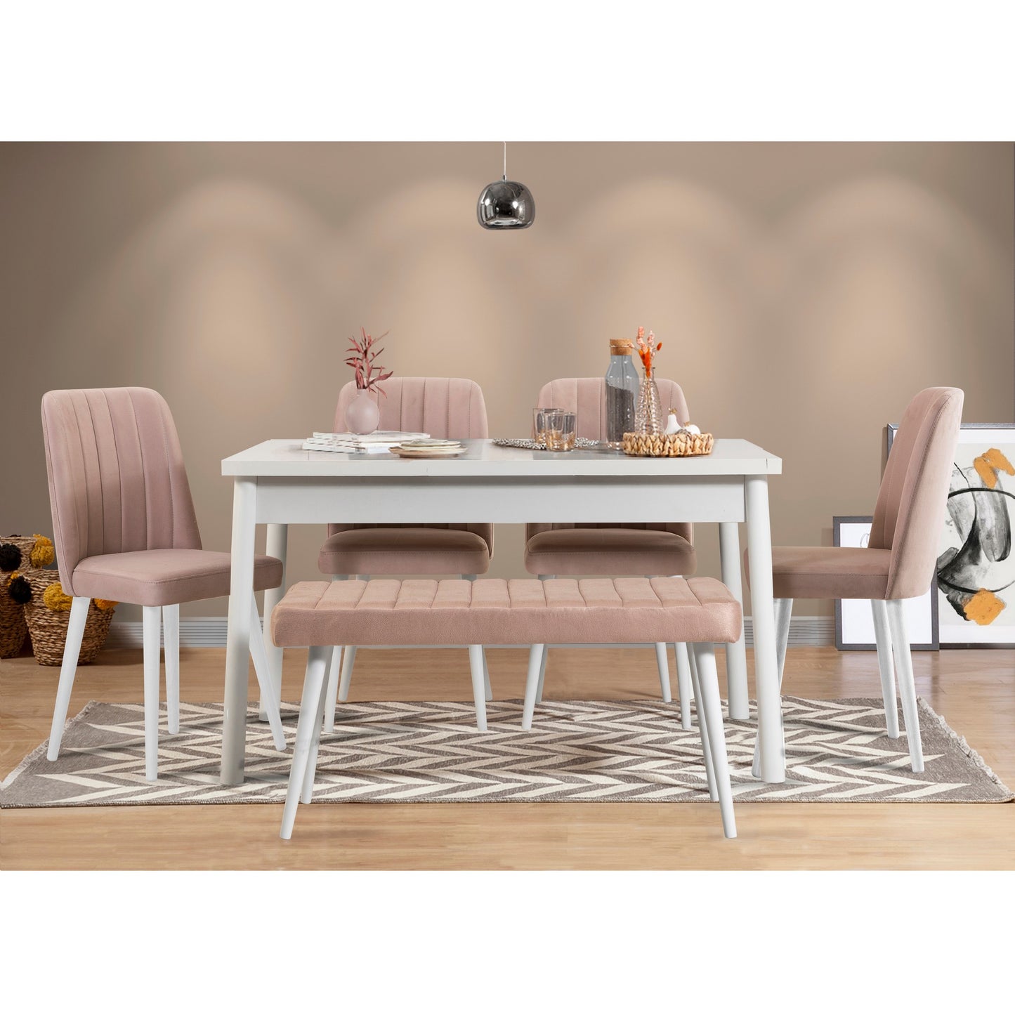 Set stolova i stolica (6 komada), Bijela boja Kamen, Costa 0900 - 2 B