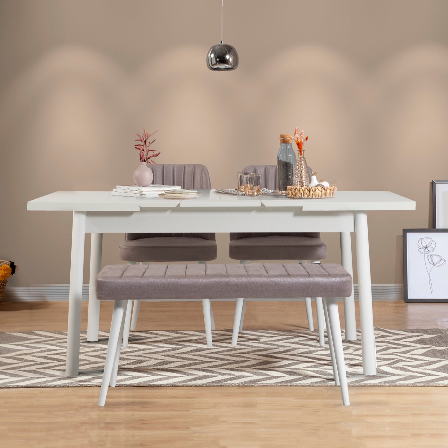 Set stolova i stolica (4 komada), Bijela boja Sivo, Santiago 0701 - 3 B