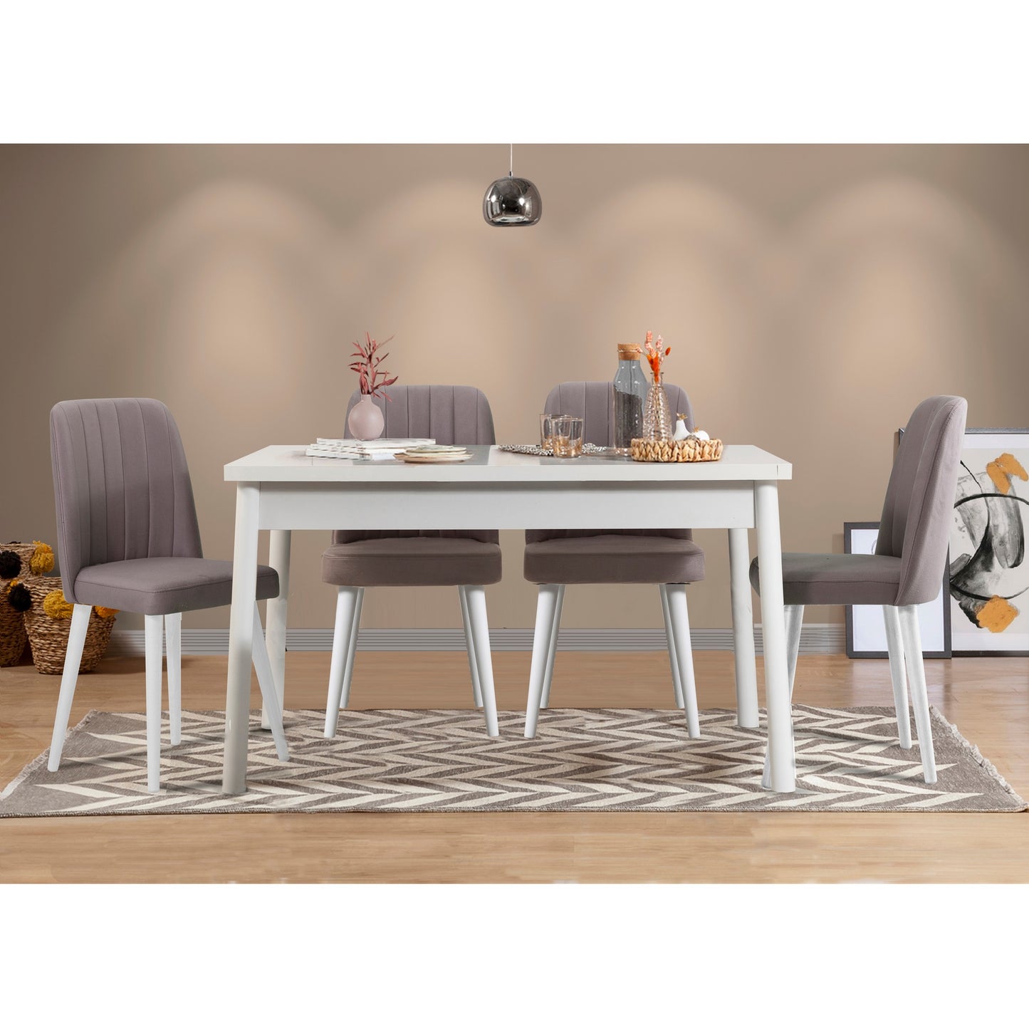 Set stolova i stolica (5 komada), Bijela boja Sivo, Costa 0701 - 1 B