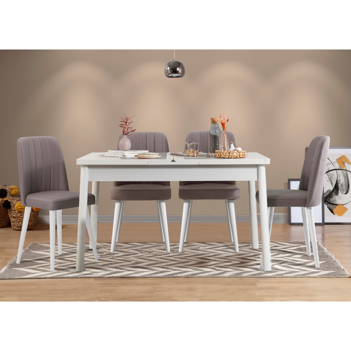 Set stolova i stolica (5 komada), Bijela boja Sivo, Santiago 0701 - 1 B