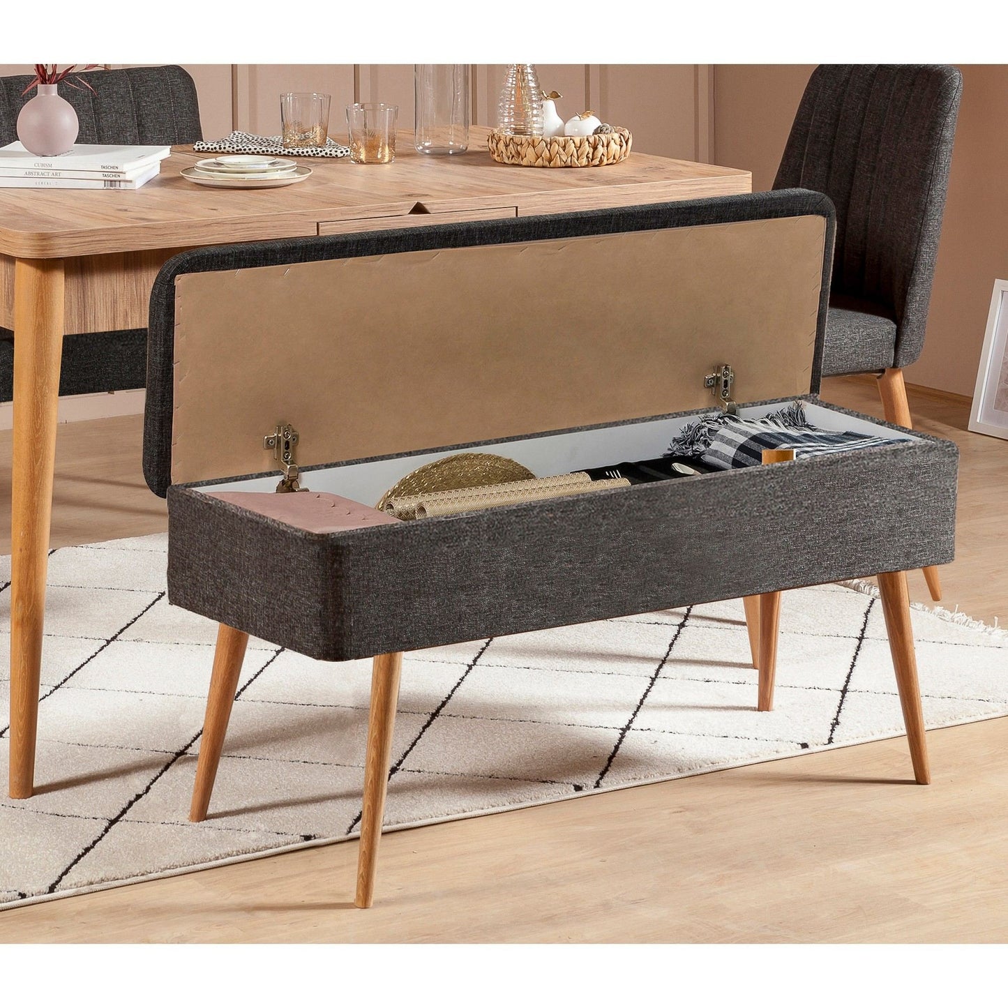 Set stola i stolica (4 komada), Vina 1053 - 3 - Anthracite, Atlantic