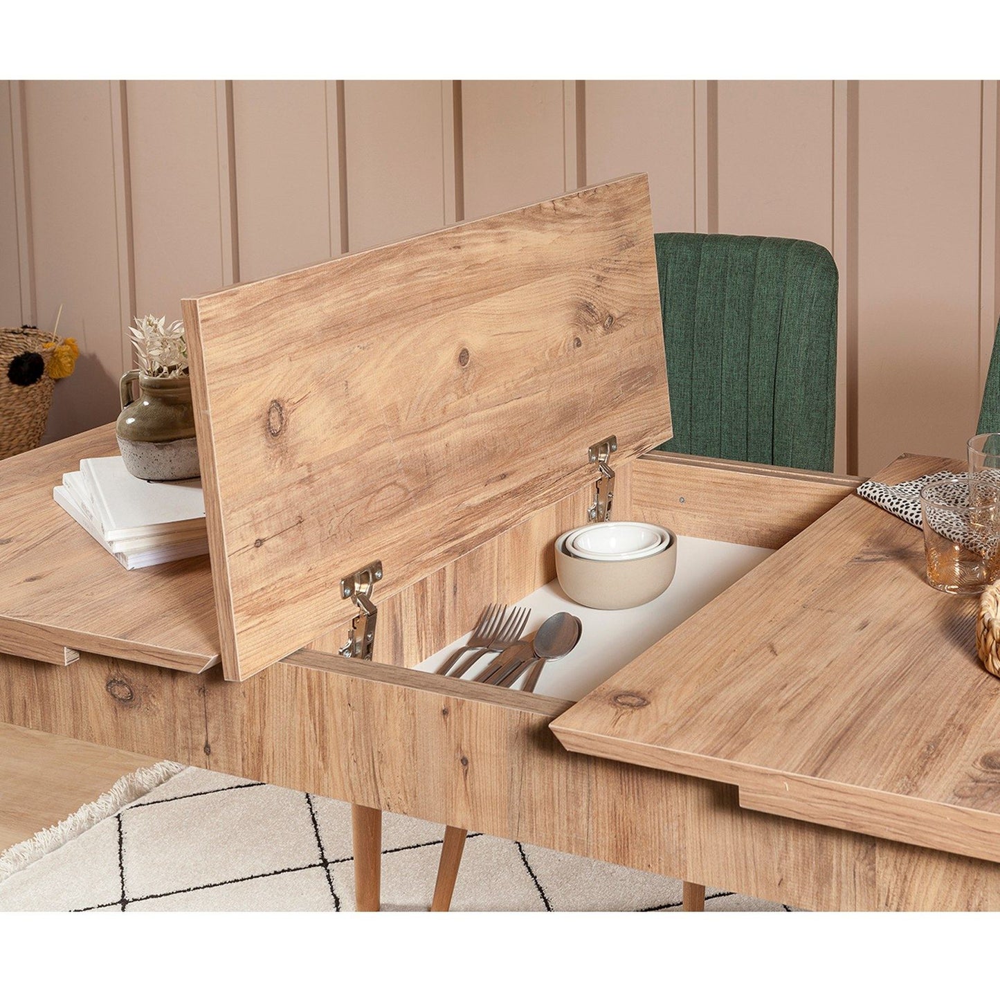 Set stola i stolica (4 komada), Vina 1070 - 3 - Atlantic, Green