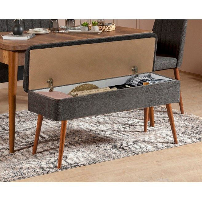Set stola i stolica (4 komada), Vina 1053 - 3 - Anthracite, Walnut