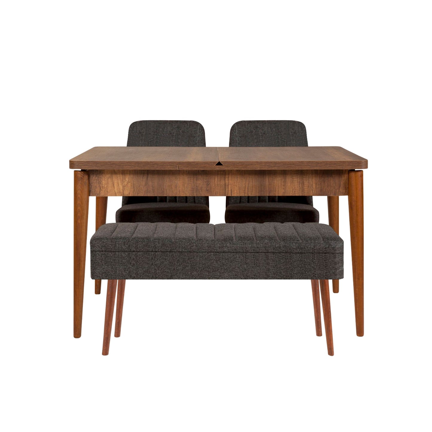 Set stola i stolica (4 komada), Vina 1053 - 3 - Anthracite, Walnut