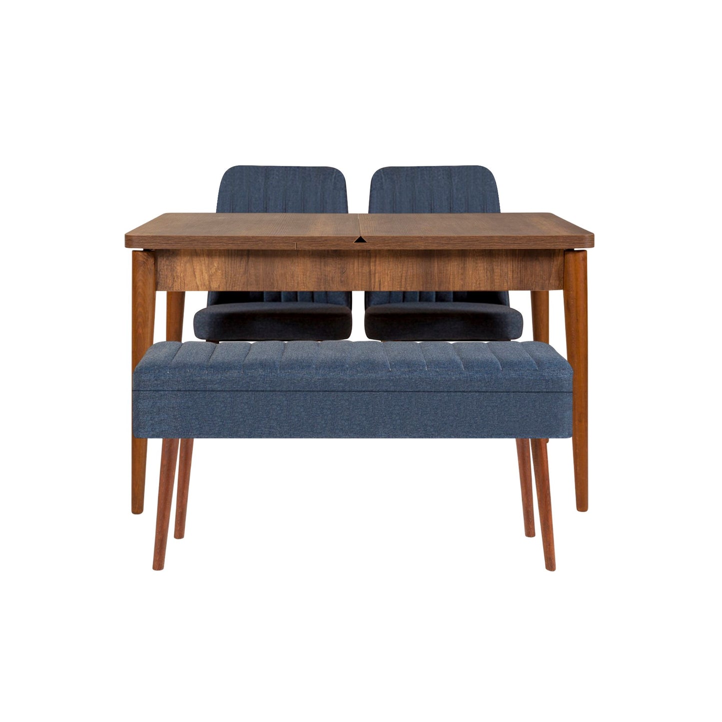 Set stola i stolica (4 komada), Vina 1048 - 3 - Walnut, Dark Blue