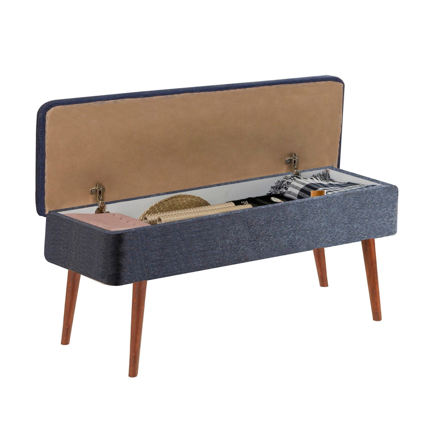 Set stola i stolica (4 komada), Vina 1048 - 3 - Walnut, Dark Blue