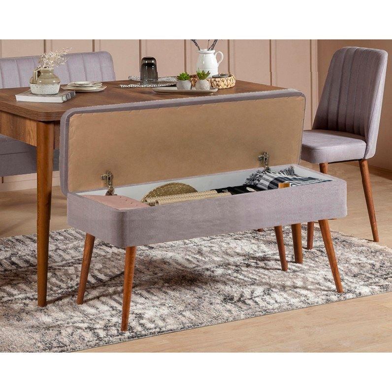 Set stola i stolica (4 komada), Vina 0701 - 3 - Walnut, Grey