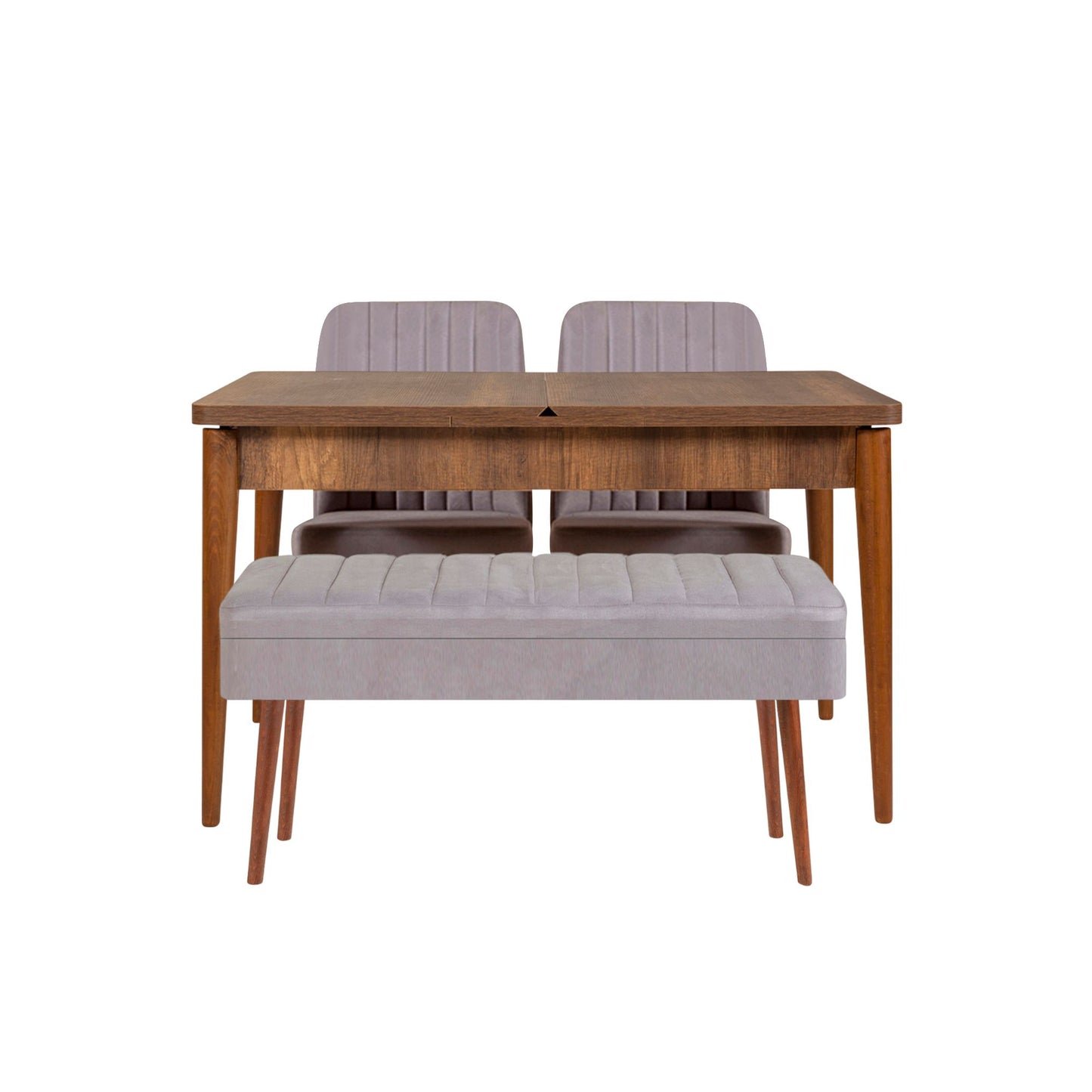 Set stola i stolica (4 komada), Vina 0701 - 3 - Walnut, Grey