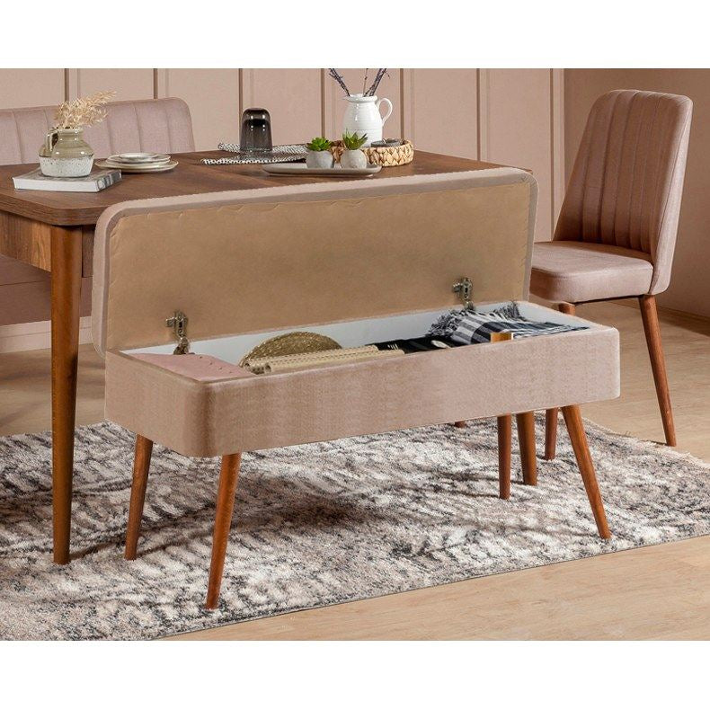 Set stola i stolica (4 komada), Vina 0900 - 3 - Walnut, Stone