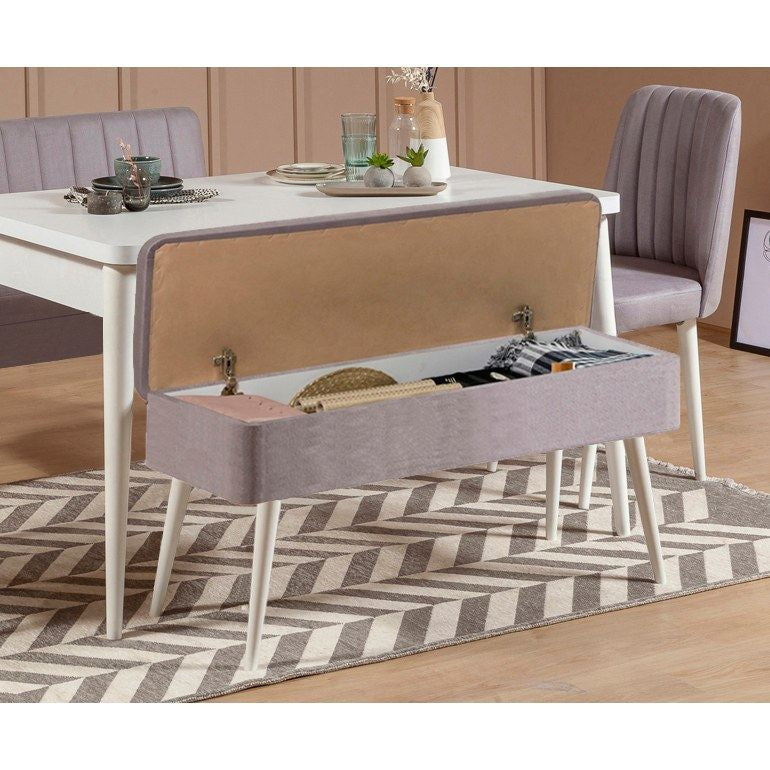 Set stola i stolica (4 komada), Vina 0701 - 3 - White, Grey