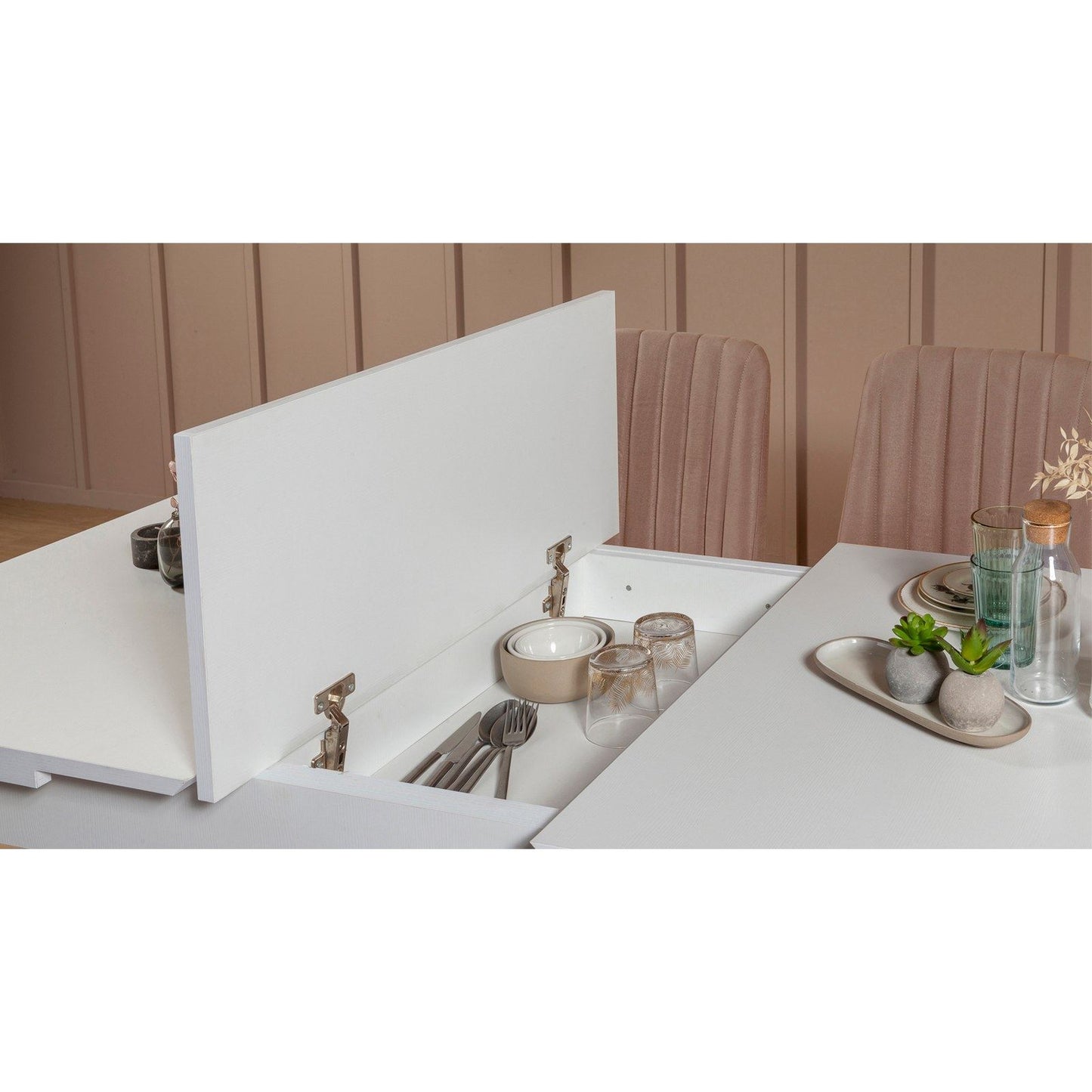Set stola i stolica (4 komada), Vina 0900 - 3 - White, Stone