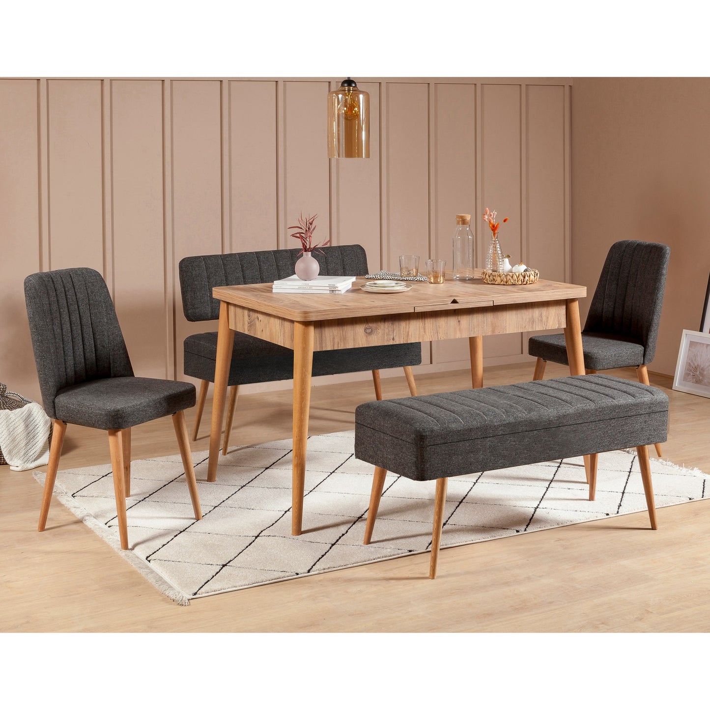 Set stola i stolica (5 komada), Vina 1053 - 4 - Anthracite, Atlantic
