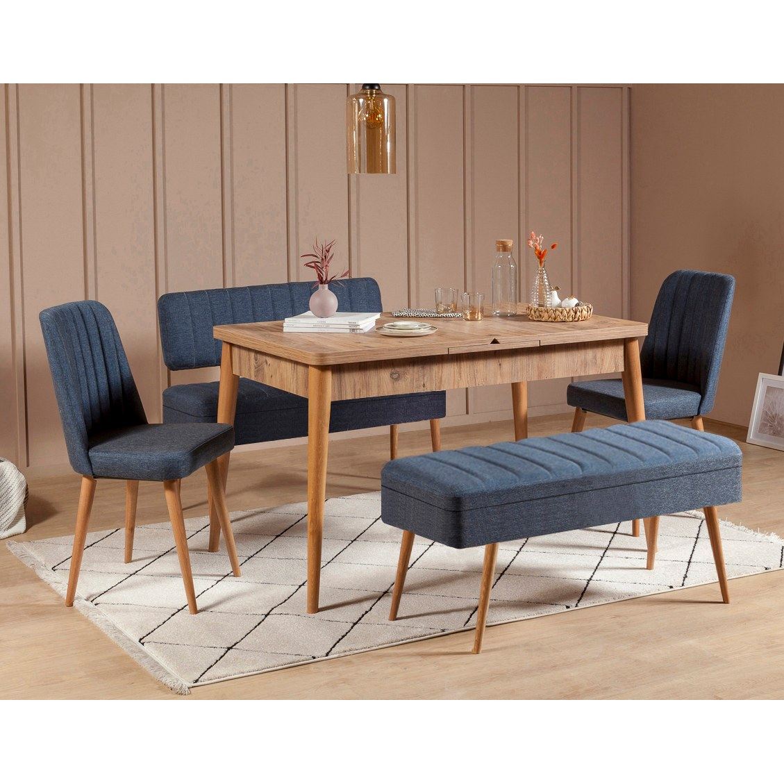 Set stola i stolica (5 komada), Vina 1048 - 4 - Atlantic, Dark Blue