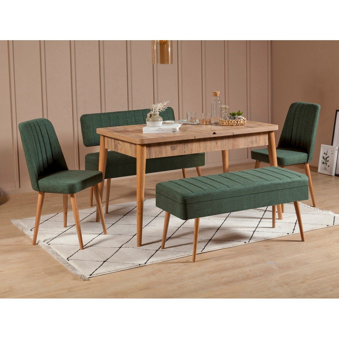Set stola i stolica (5 komada), Vina 1070 - 4 - Atlantic, Green