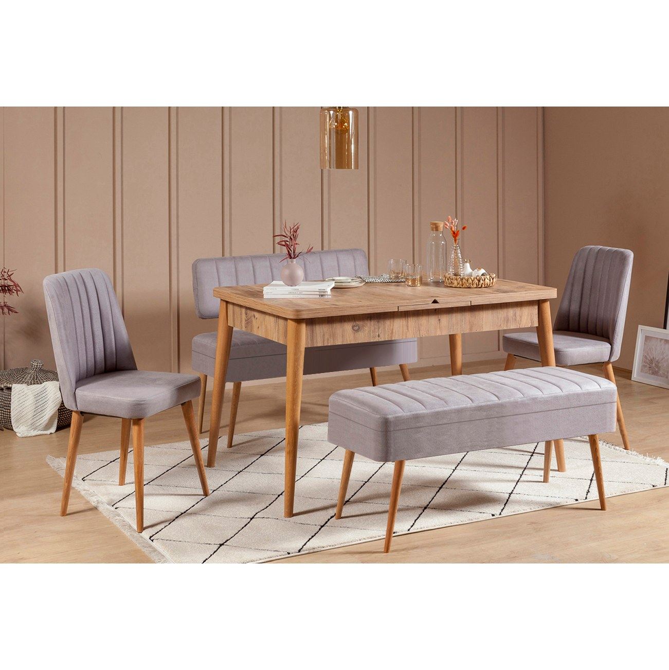 Set stola i stolica (5 komada), Vina 0701 - 4 - Atlantic, Grey