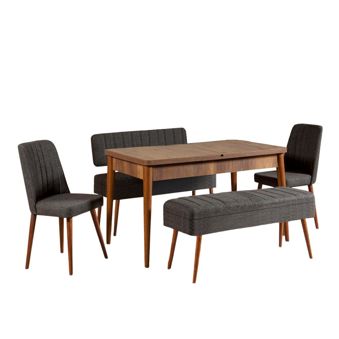 Set stola i stolica (5 komada), Vina 1053 - 4 - Anthracite, Walnut