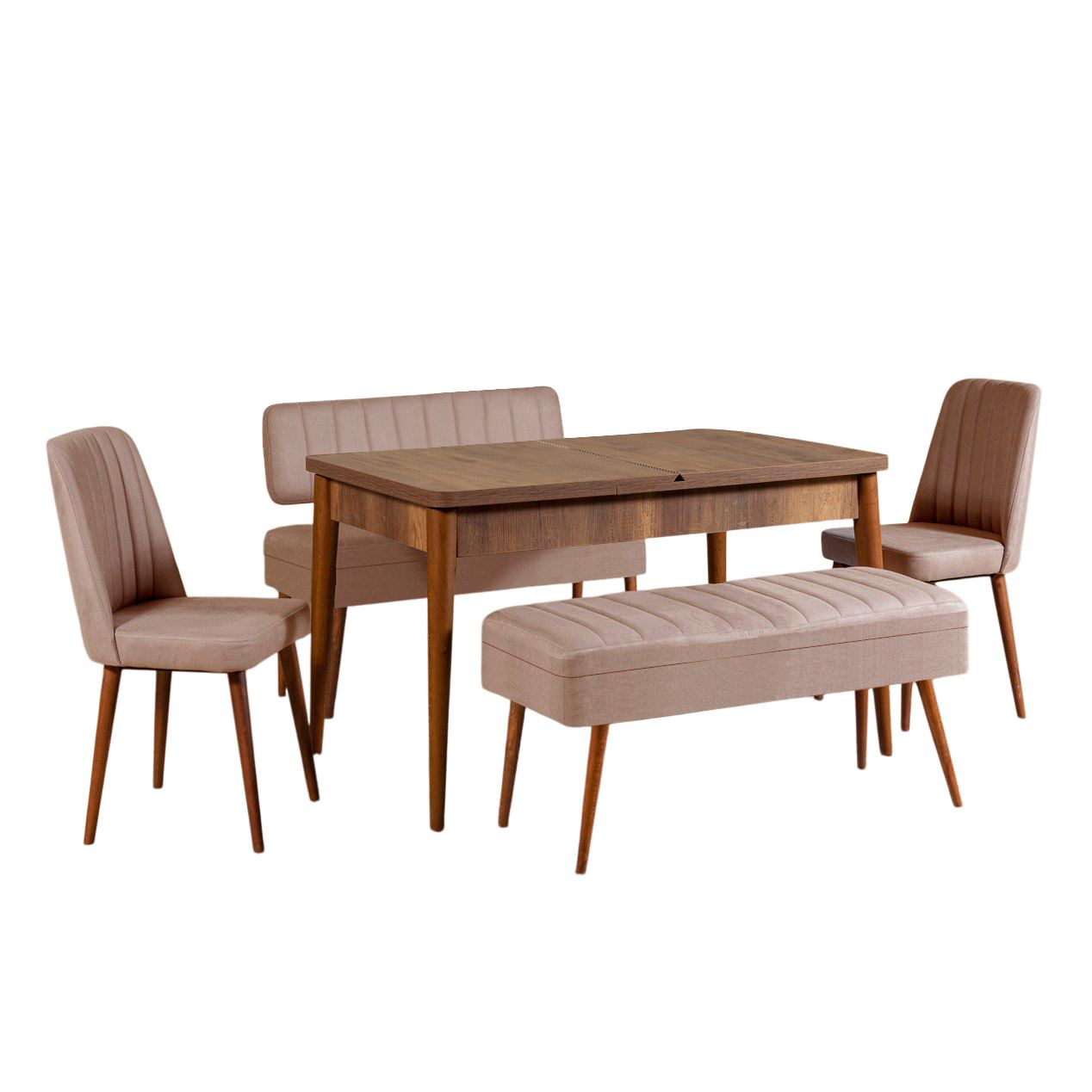 Set stola i stolica (5 komada), Vina 0900 - 4 - Walnut, Stone