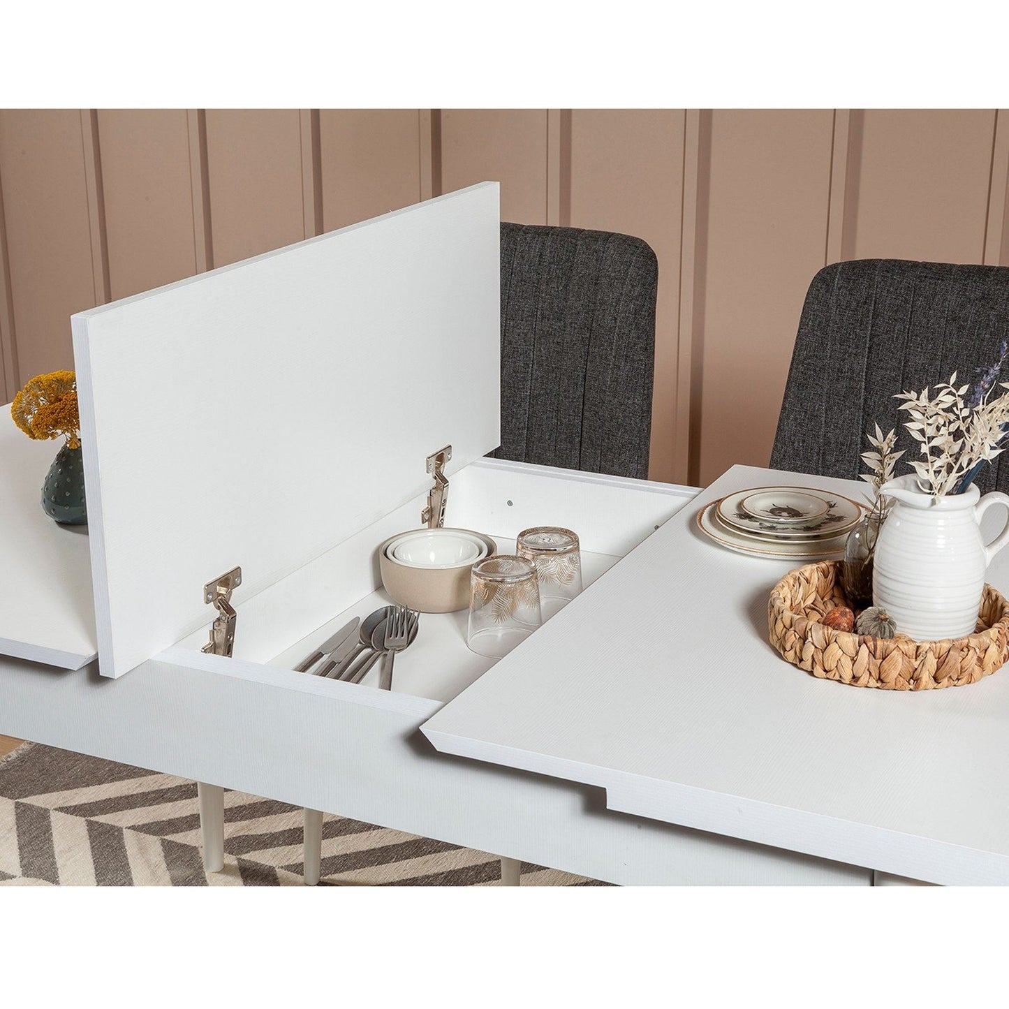 Set stola i stolica (5 komada), Vina 1053 - 4 - Anthracite, White