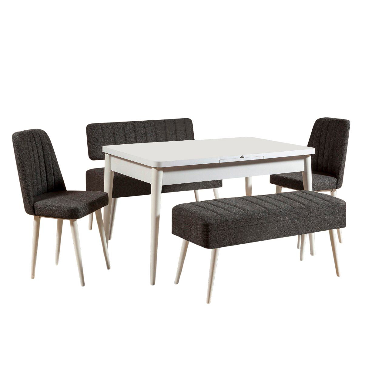 Set stola i stolica (5 komada), Vina 1053 - 4 - Anthracite, White