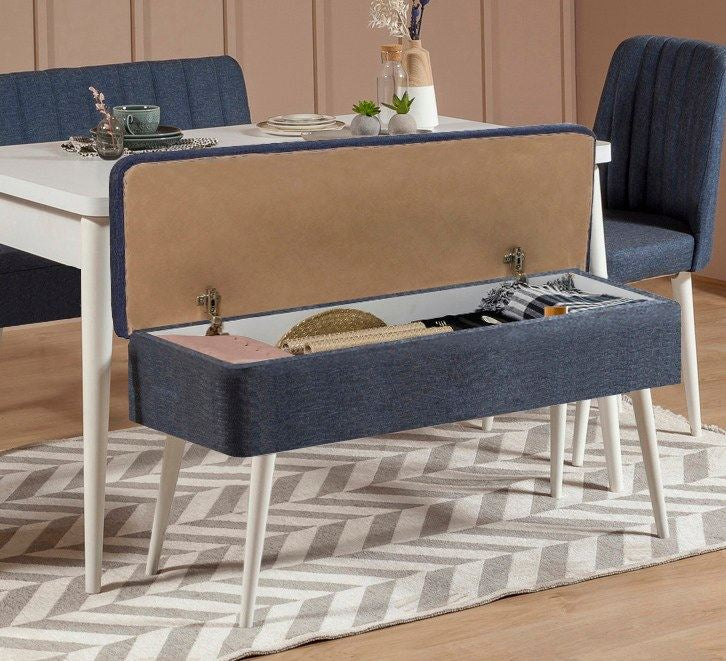 Set stola i stolica (5 komada), Vina 1048 - 4 - White, Dark Blue