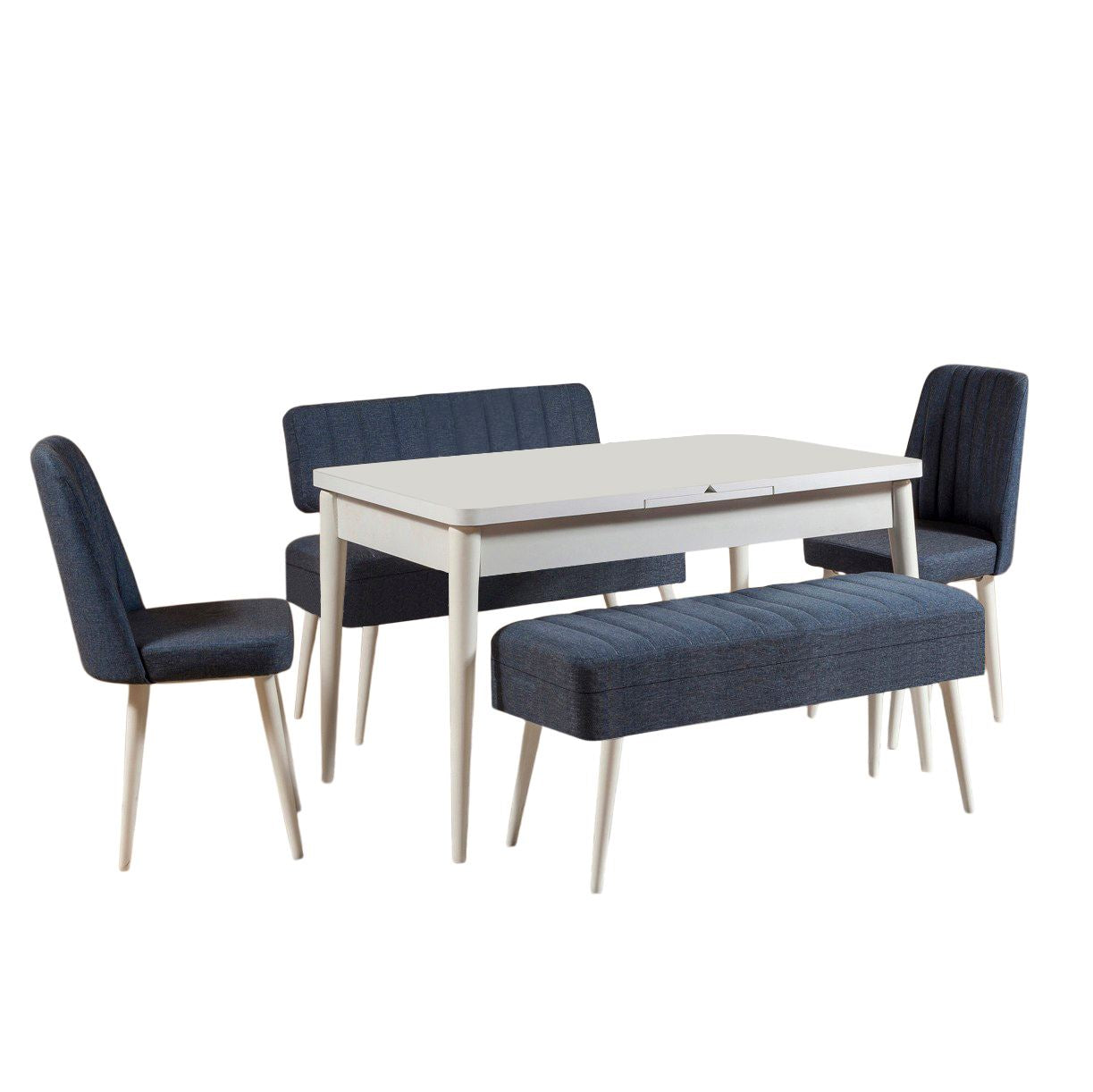 Set stola i stolica (5 komada), Vina 1048 - 4 - White, Dark Blue