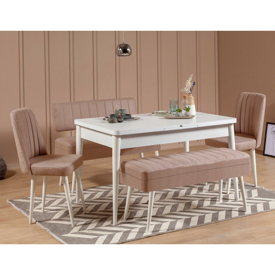 Set stola i stolica (5 komada), Vina 0900 - 4 - White, Stone