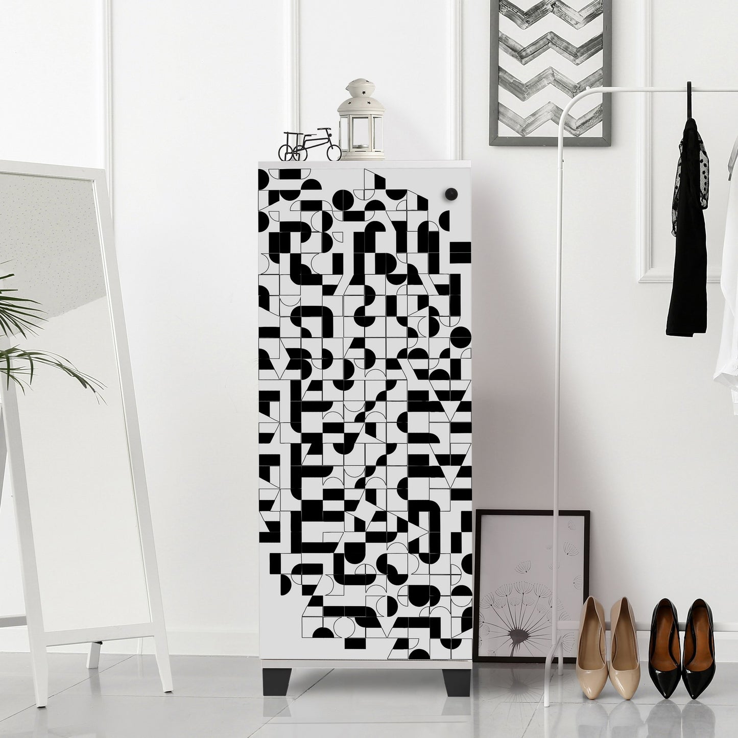 Ormarić za cipele, Bijela boja Crno, Filinta 802 - White