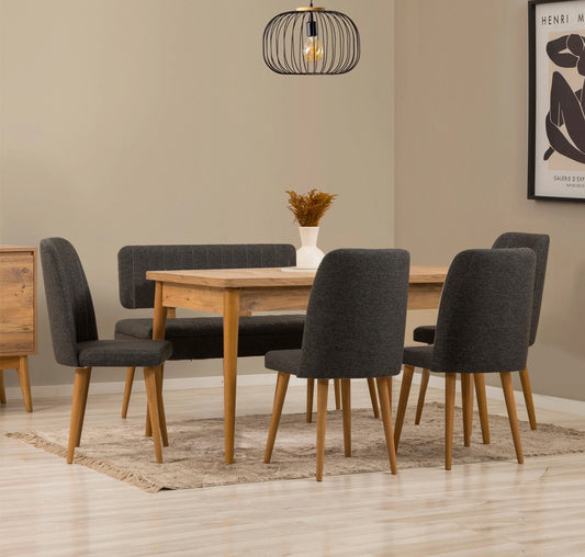 Set stola i stolica za blagovanje (6 komada) 336, Atlantic bor, antracit