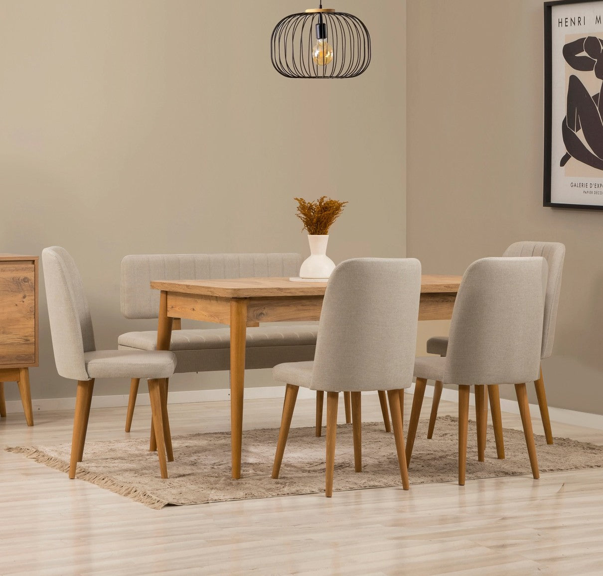 Set stola i stolica za blagovanje (6 komada) 350, Atlantik bor, krem