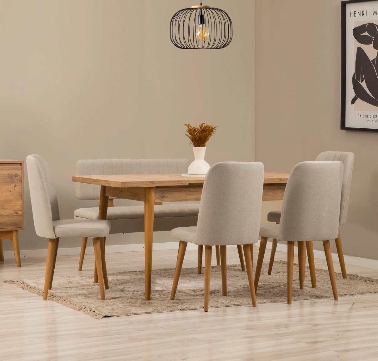 Set stola i stolica za blagovanje (6 komada) 350, Atlantik bor, krem
