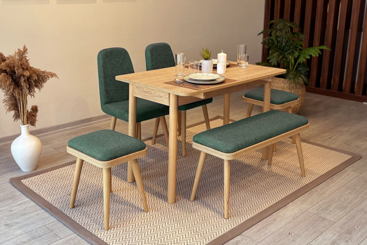 Set sa blagavaonskim proširivim stolom i stolicama (6 komada)