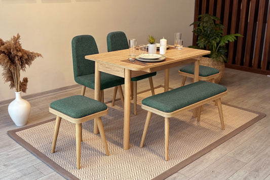 Set sa blagavaonskim proširivim stolom i stolicama (6 komada)