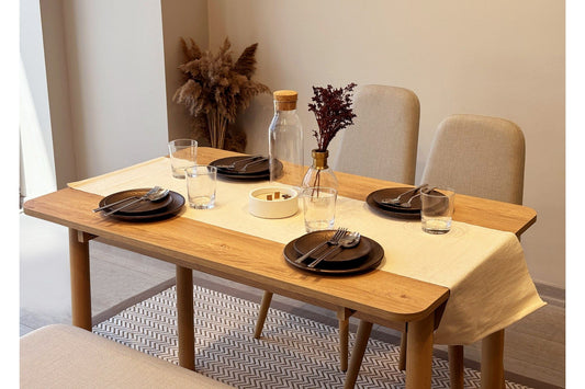 Set stola i stolica za blagovaonicu (4 komada) 485, hrast, krem