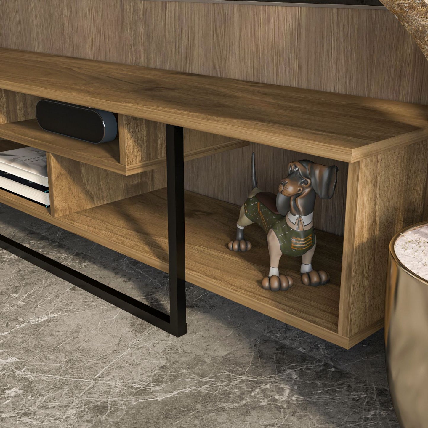 Stalak za televizor, Asal (150) - Walnut, Black