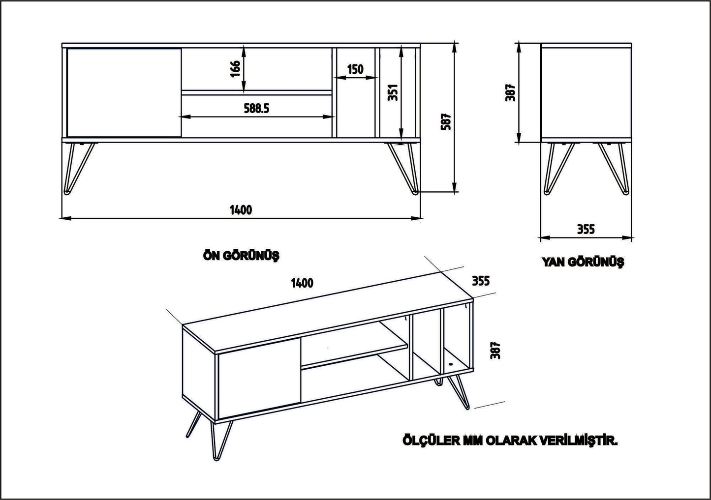 Polica za TV MISTICO 140, Mistico (140) - Walnut, Black