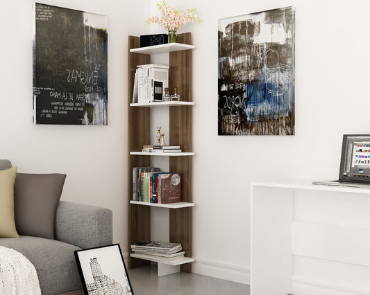 Polica za knjige, Als - Walnut, White
