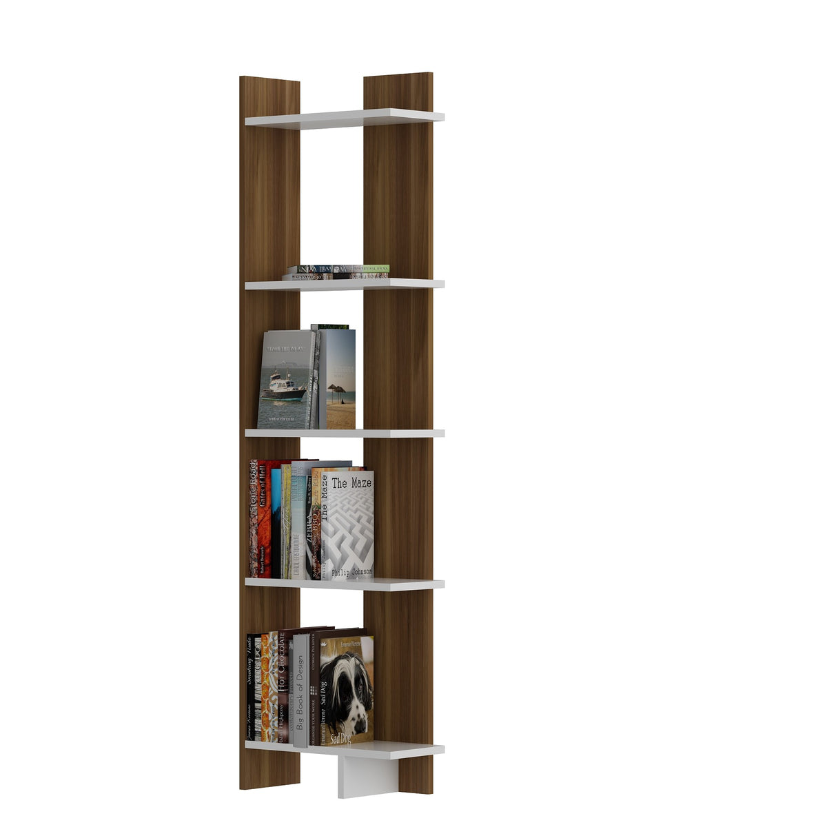Polica za knjige, Als - Walnut, White