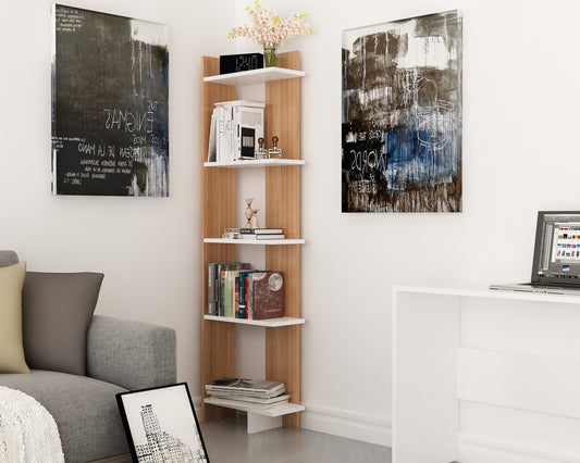 Polica za knjige, Als - Teak, White