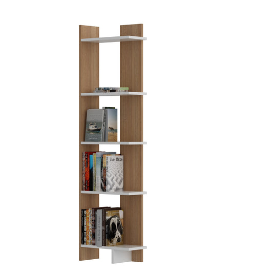 Polica za knjige, Als - Teak, White