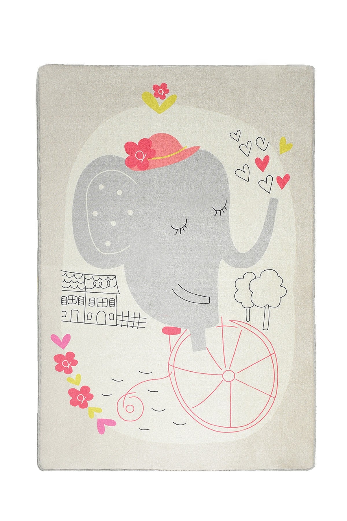 Tepih (140 x 190), Elephants Bike - Grey