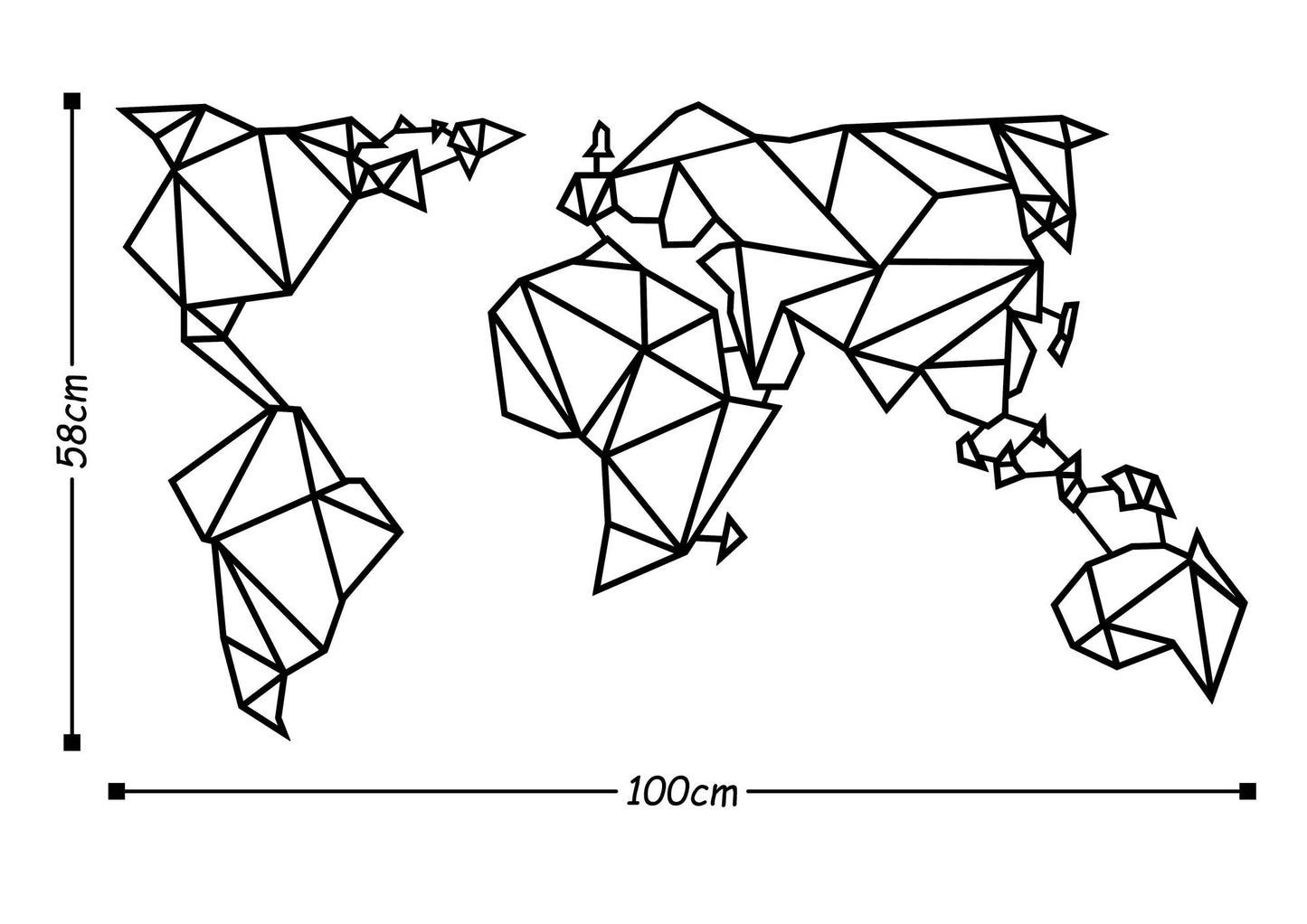 Metalna zidna dekoracija, World Map2