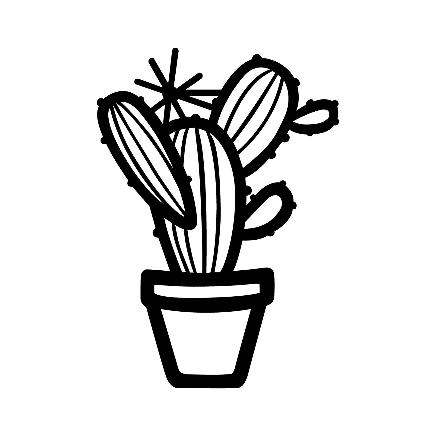 Metalna zidna dekoracija, Cactus - Black