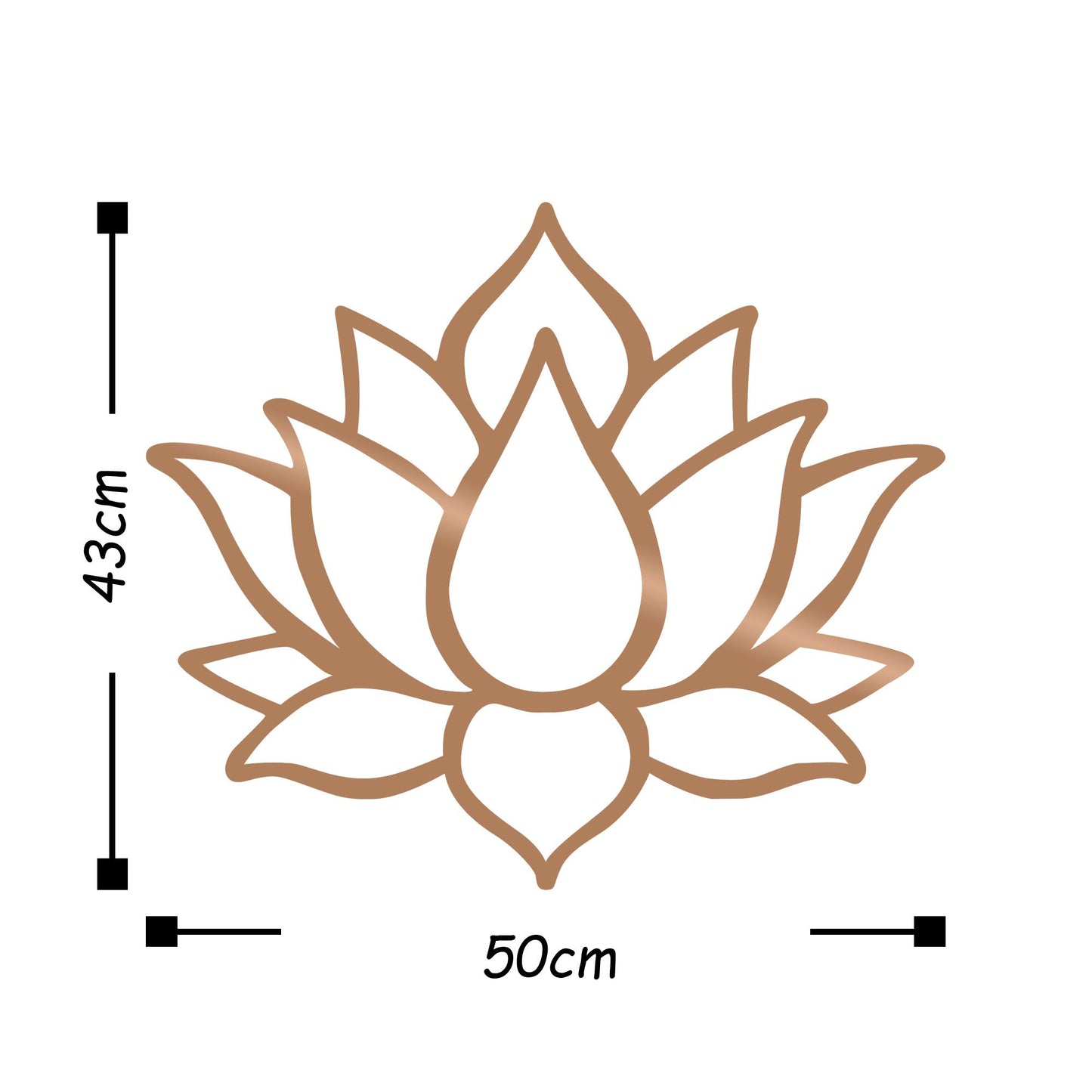 Metalna zidna dekoracija, Lotus Flower 1 - Copper