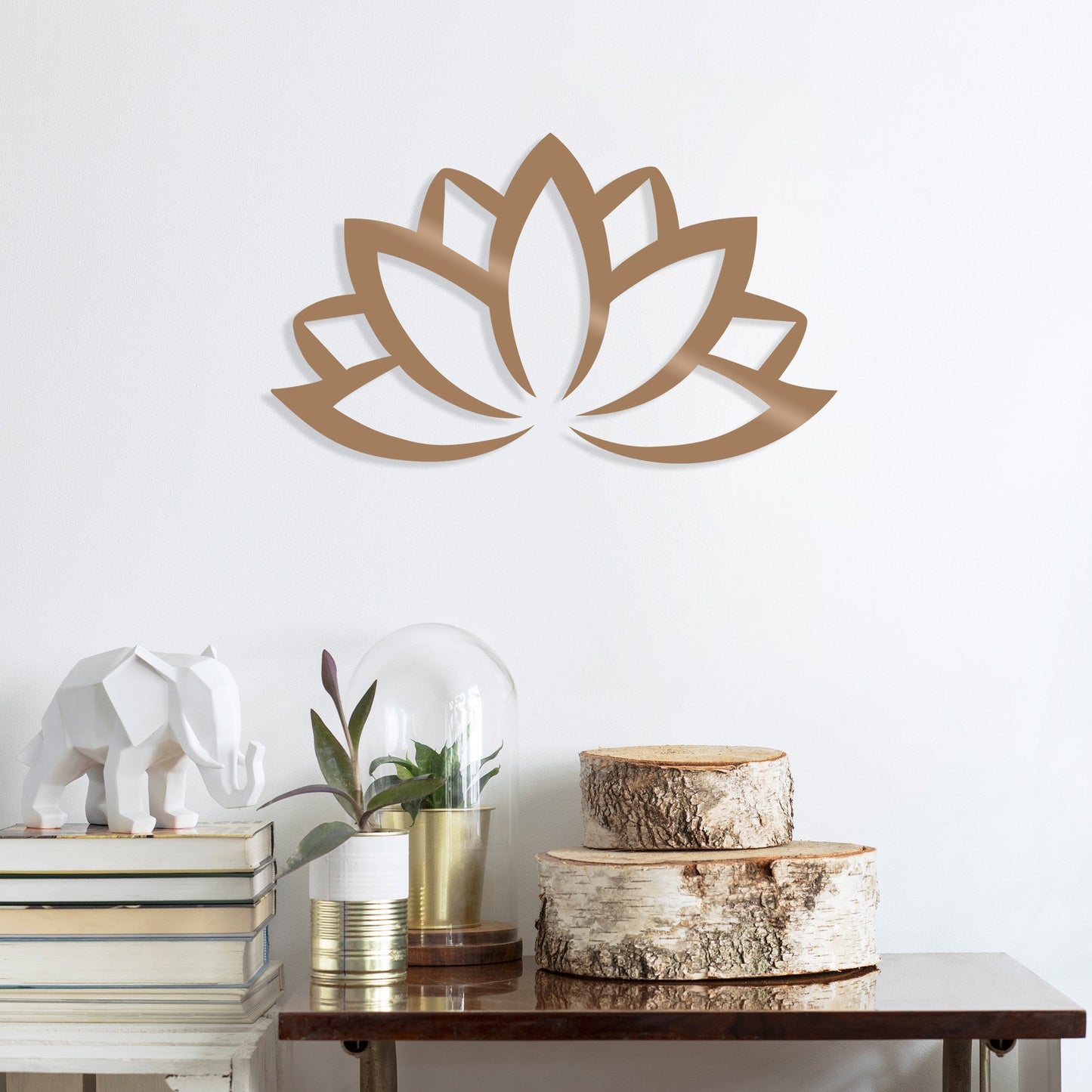 Metalna zidna dekoracija, Lotus Flower 2 - Copper