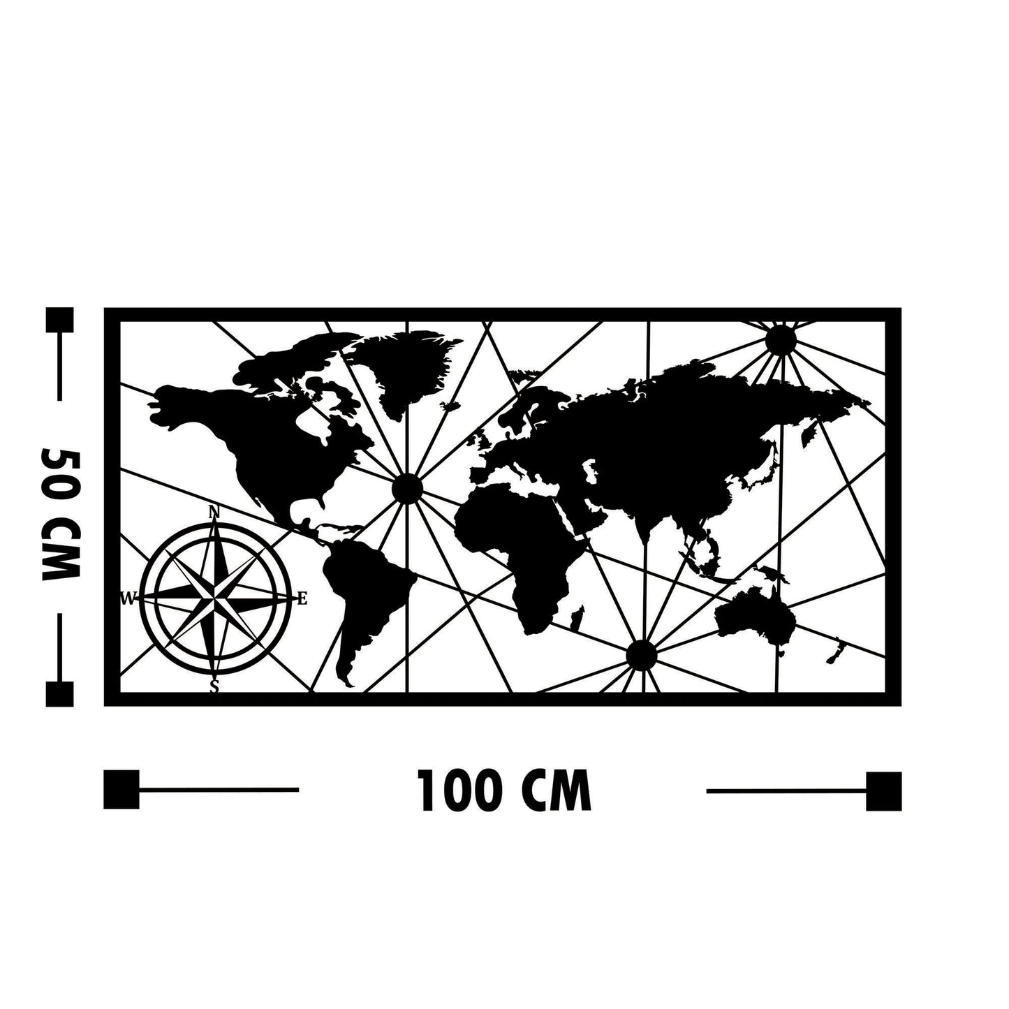 Metalna zidna dekoracija, World Map Medium 2
