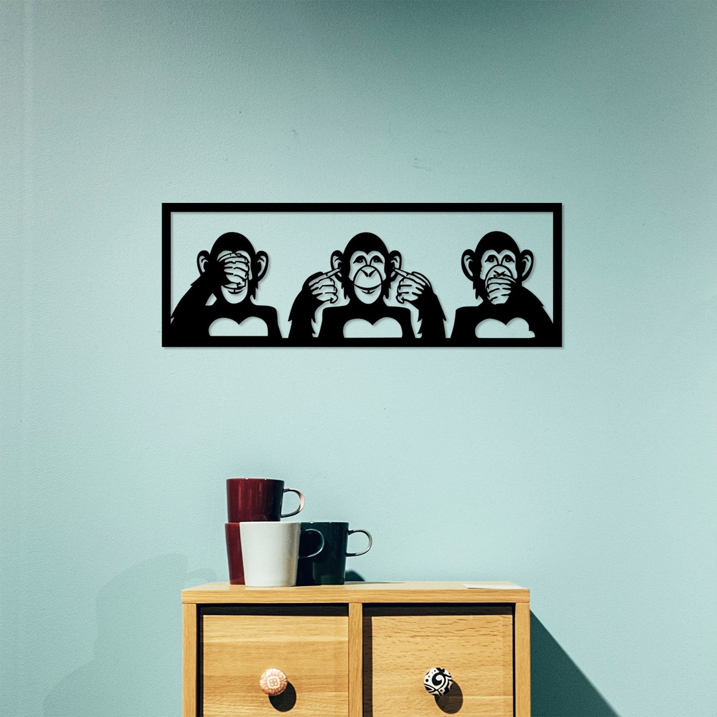Metalna zidna dekoracija, Three Monkeys - M