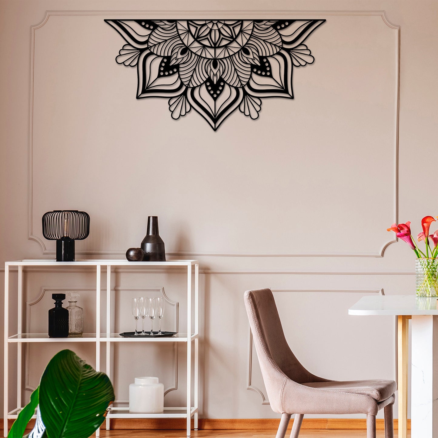 Metalna zidna dekoracija, Mandala 1 - Black