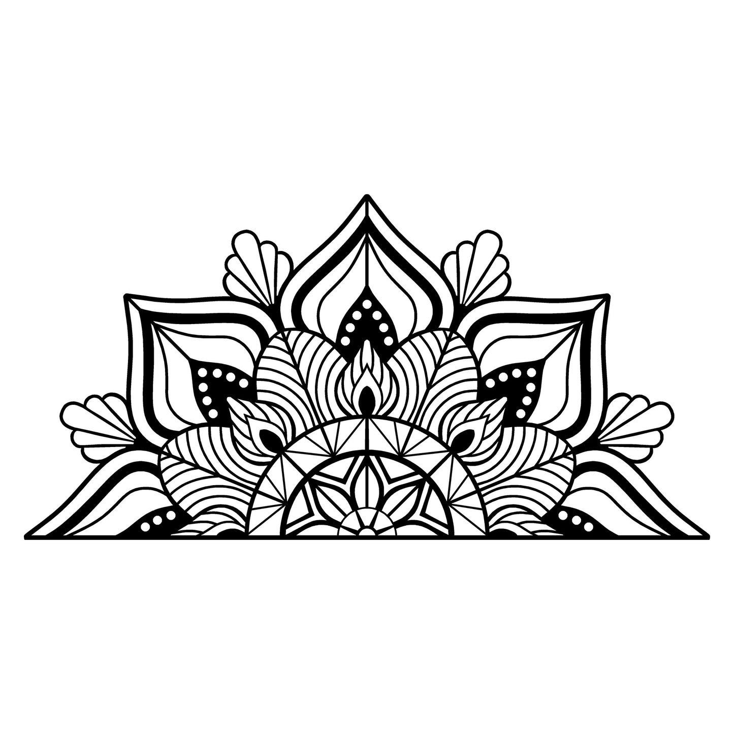 Metalna zidna dekoracija, Mandala 1 - Black